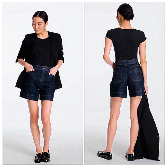 New Spanx Denim Trouser Short 6" Raw Indigo Size Small - Picture 16 of 16